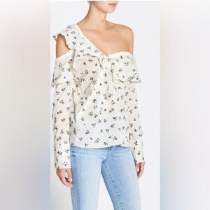 NWT PAIGE marlow BLUE PRAIRIE FLOWERS MARLOW TOP Sz M
